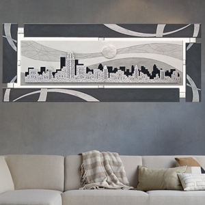 Quadro moderno 150x65 skyline new york antracite