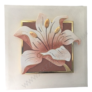 Quadretto 35x35 floreale artigianale tema a rilievo foglia oro