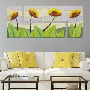 Quadro moderno campo di girasoli 155x65 per soggiorno