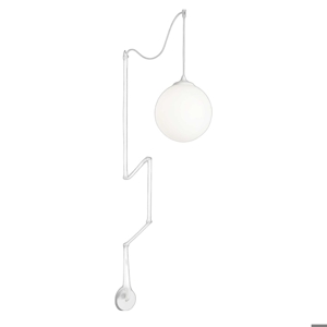 Ideal lux boa sp1 lampada a sospensione cavo in tessuto bianco sfera vetro