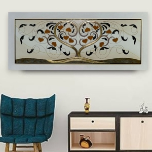 Quadro moderno albero della vita 155x65 oro