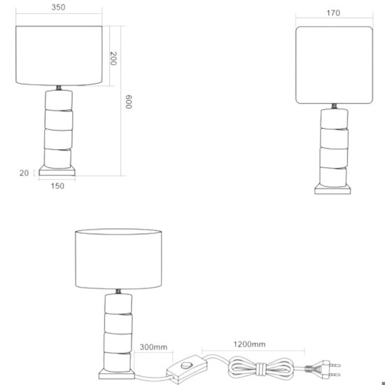 Lampada da tavolo ceramica moderna paralume ovale fp