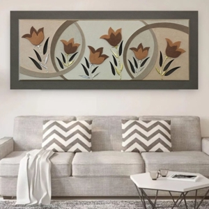 Quadro fiori per soggiorno moderno oro argento 155x65