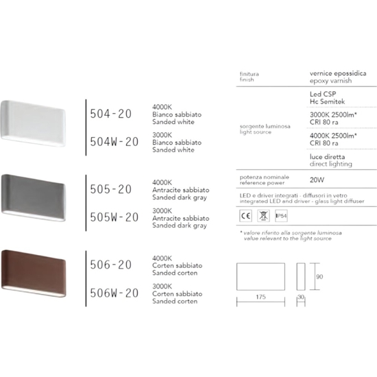 Isyluce applique da esterno bianco  20w 3000k moderna fp