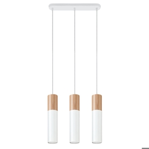 Lampadario 3 luci per cucina bianco legno