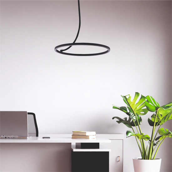 Lampadario a sospensione moderno cerchio nero led 30w 4000k