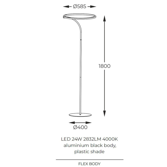 Lampada da terra design moderno nera led 24w 4000k