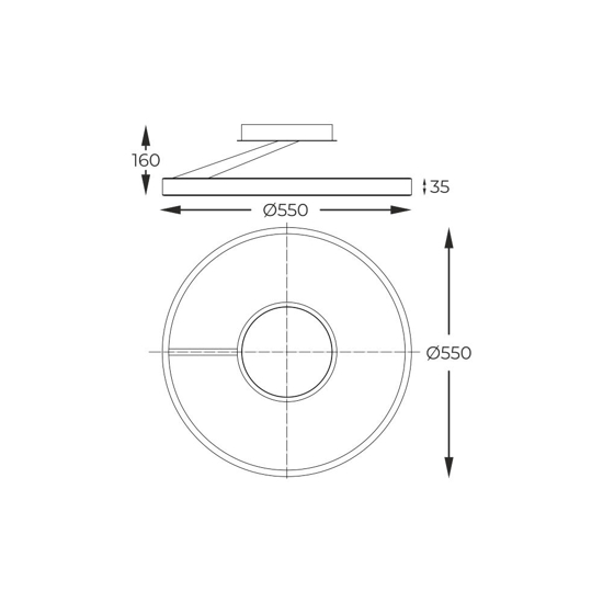 Plafoniera led rotonda nera e oro 37w cct dimmerabile con telecomando