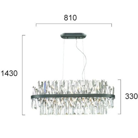 Lampada di cristallo ovale stile contemporaneo per soggiorno