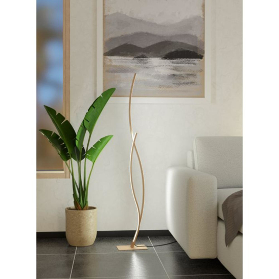 Piantana led marrone effetto legno design moderno 20w 4000k