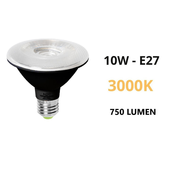 Lampadina led e27 p30 nera 10w 3000k ottica 360