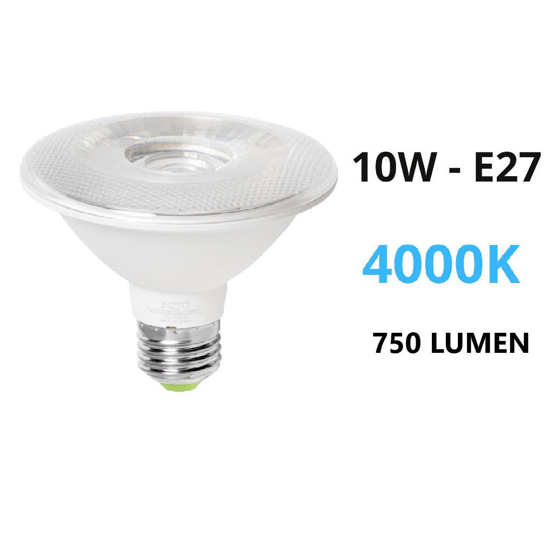 Lampadina led e27 p30 bianca 10w 4000k 750 lumen ottica 360