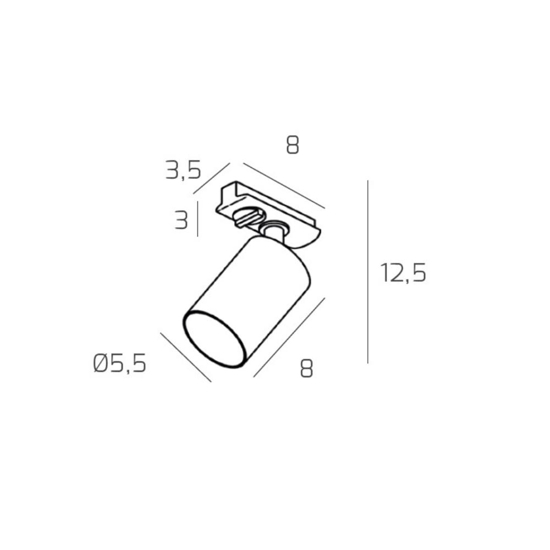 Faretto led e27 accessorio per binario monofase bianco