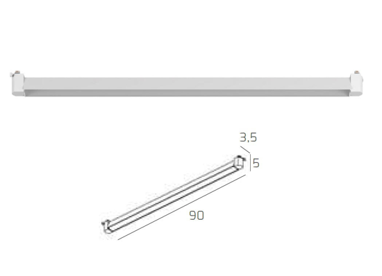 Modulo led nero 90cm per binario monofase 40w 3000k