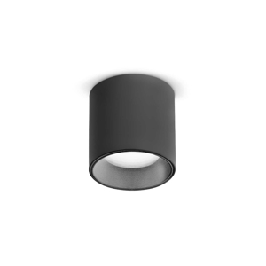 Ideal lux dot pl round piccolo faretto led da tetto 3000k metallo nero cilindro