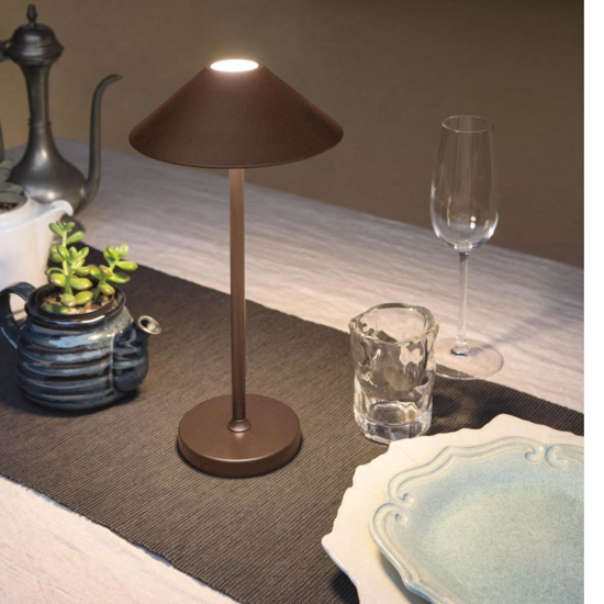 Lt moon ondaluce lampada da tavolino bar esterno corten led senza fili ip54