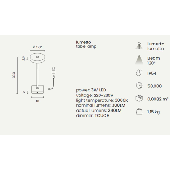 Ondaluce lt tap lampada da tavolo per esterno portatile blu led ip54