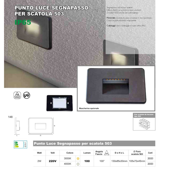 Life segnapasso led antracite per esterno da incasso 2w 3000k ip65