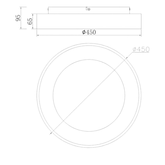 Plafoniera nera 45cm circolare led 30w 3000k moderna fp