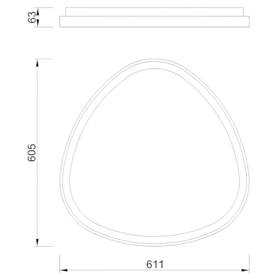 Plafoniera triangolare effetto legno 61cm led 38w 3000k moderna fp