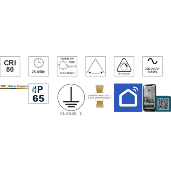 Applique cubo bianco per esterni smart life wifi ip65  tricolor rgb