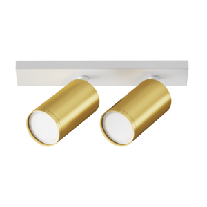 Lampada da soffitto bianco oro plafoniera con 2 faretti orientabili