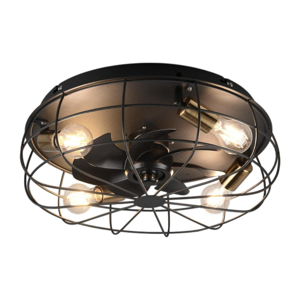 Ventilatore a plafoniera con luci da soffitto vintage nero