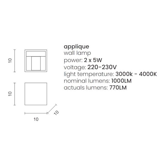 Ondaluce ap cube applique per esterno antrancite  3000k