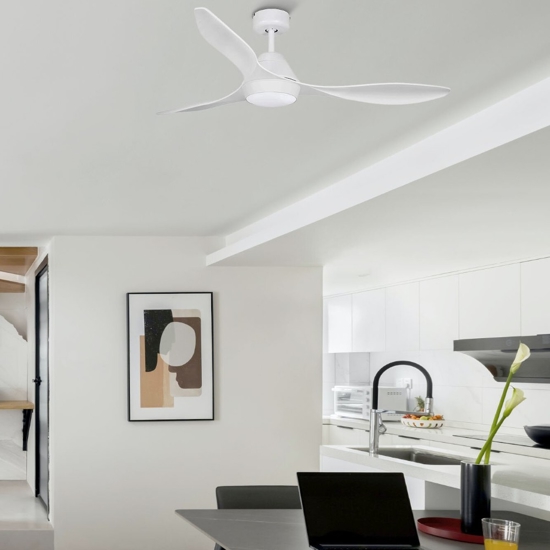 Lampadario con ventilatore a pale da soffitto bianco con luce fino 28mq