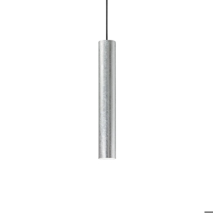 Ideal lux look sp1 d06 lampada sospensione cilindro foglia argento