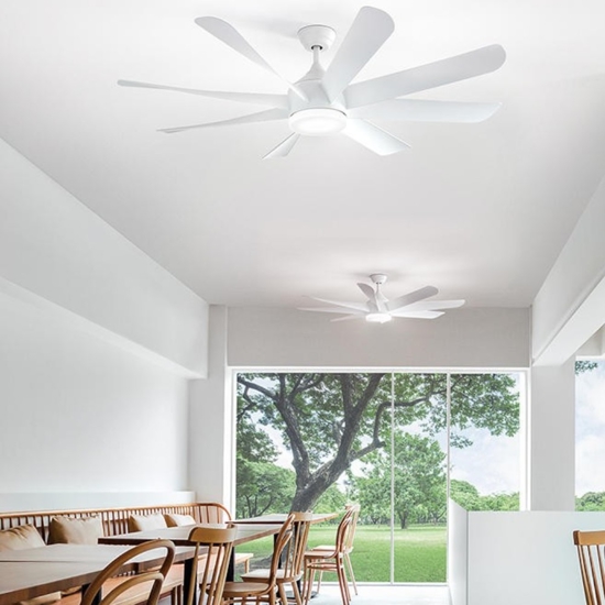 Ventilatore a tetto bianco silenzioso con luce per grandi ambienti