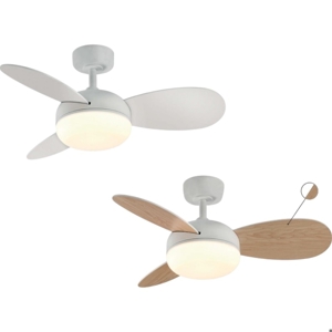 Ventilatore a pale bicolore reversibili con luce da soffitto fino a 15mq