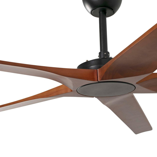 Ventilatore nero da soffitto wi-fi con telecomando pale legno oltre 39mq