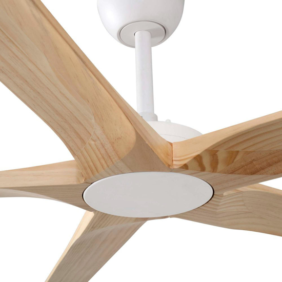 Ventilatore bianco con telecomando pale di legno da soffitto da 39mq