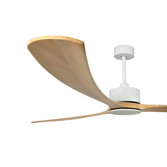 Ventilatore da soffitto bianco con telecomando pale legno oltre 39mq