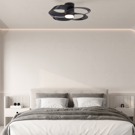 Plafoniera con ventilatore nero con luce telecomando mantra rose