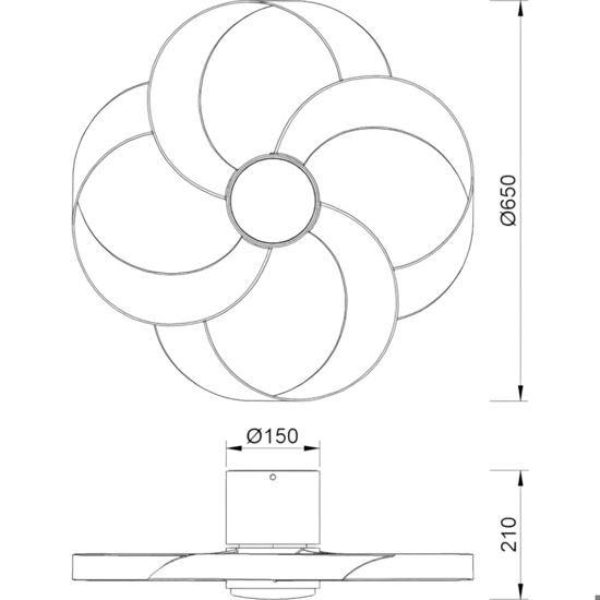 Plafoniera con ventilatore nero con luce telecomando mantra rose