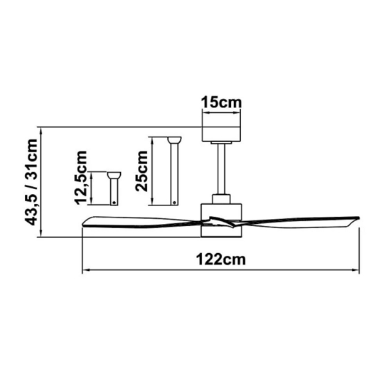 Ventilatore da soffitto con luce telecomando bianco mantra thai