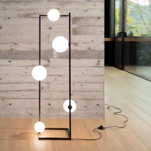 Angolo pt5 ideal lux lampada da terra nero cinque sfere vetro