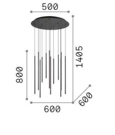 Ideal lux filo sp12 lampdario moderno led 2700k nero