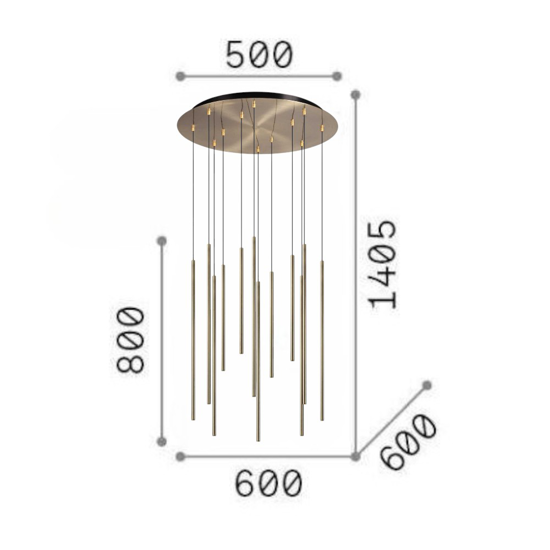 Lampadario moderno ideal lux filo sp12 oro led 2700k