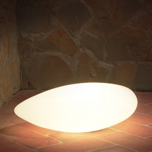 Lampada sasso da terra per giardino 62cm moderna bianca