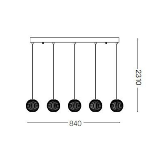 Diamond sp5 ideal lux lampadario per tavolo da pranzo 5 sfere led