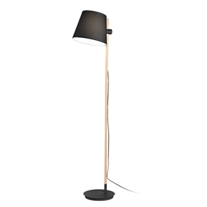 Ideal lux axel pt1 lampada da terra nera legno naturale