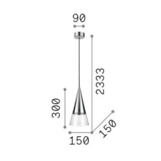 Cono sp1 ideal lux lampada a sospensione per bancone isola cucina cromo