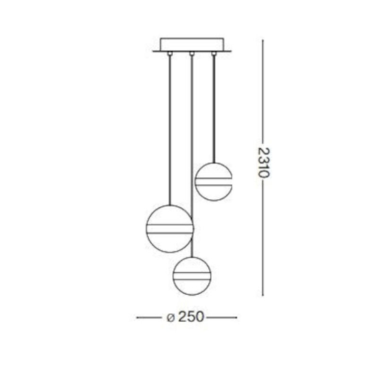 Galaxy sp3 ideal lux lampadario moderno 3 sfere vetro led