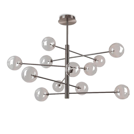 Ideal lux equinoxe sp12 lampadario moderno vetro fume sfumato