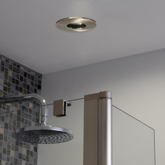 Faretto nichel per bagno doccia rotondo da incasso a soffitto