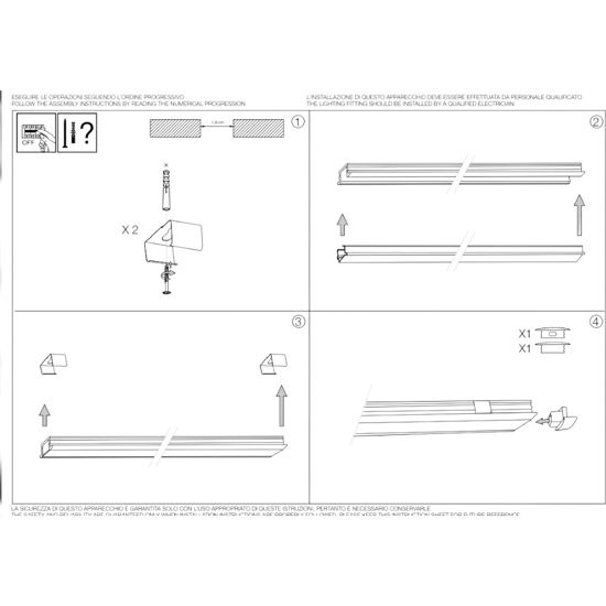 Profilo 2mt da incasso in alluminio bianco con cover inclusa ideal lux