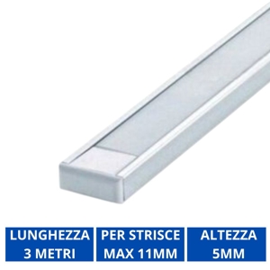 Proflio piatto 3mt alluminio per strisce led max 11mm ideal lux